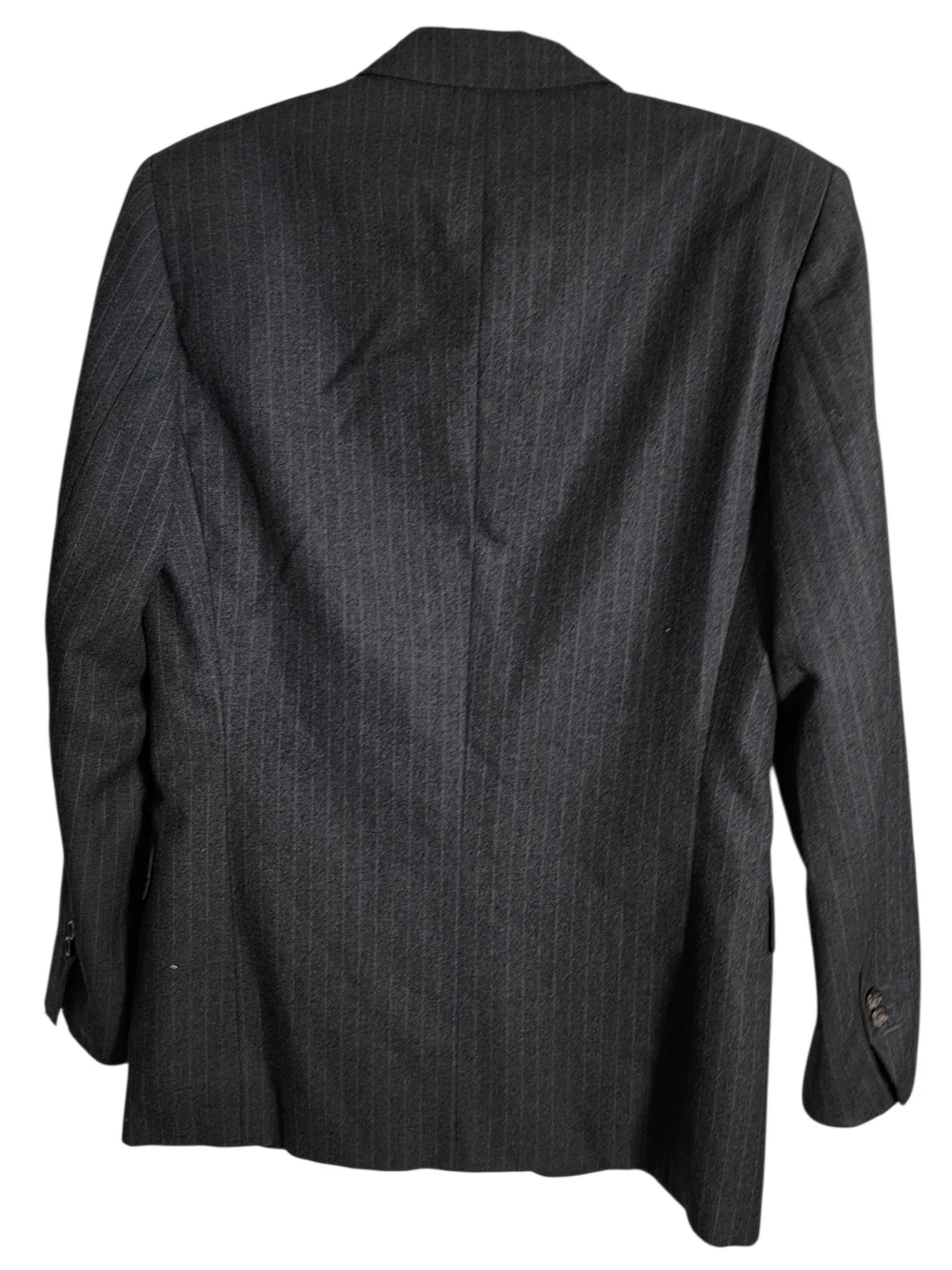 Vintage BOSS Hugo Boss Charcoal Grey Pinstripe Blazer Suit Jacket ~ 42R
